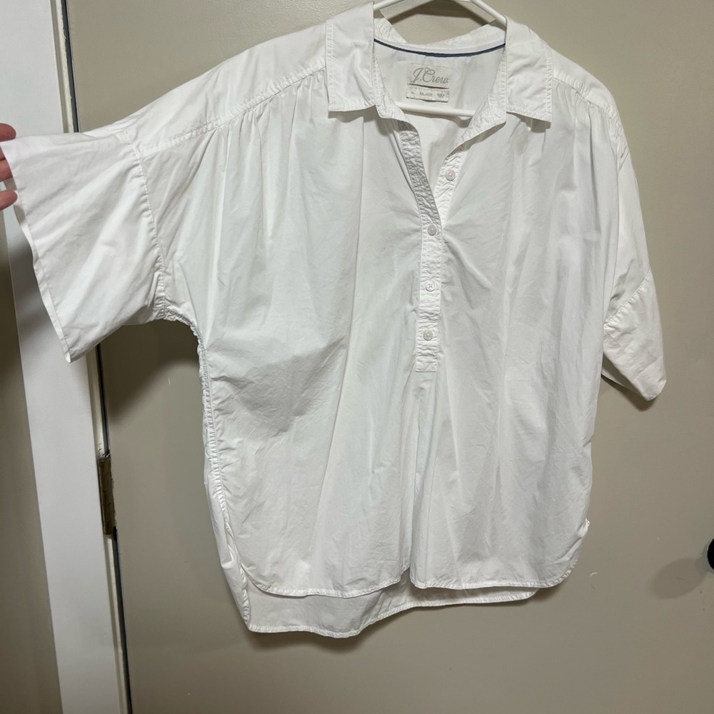 J.Crew White Poplin Popover top size XL